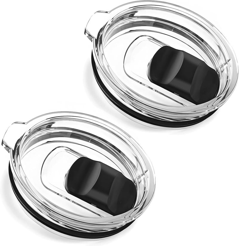 2 Pack 14 oz Magnetic Slider Replacement Lid Compatible with Ember First and Second Generation Mugs,Splash-Proof, Black/Clear